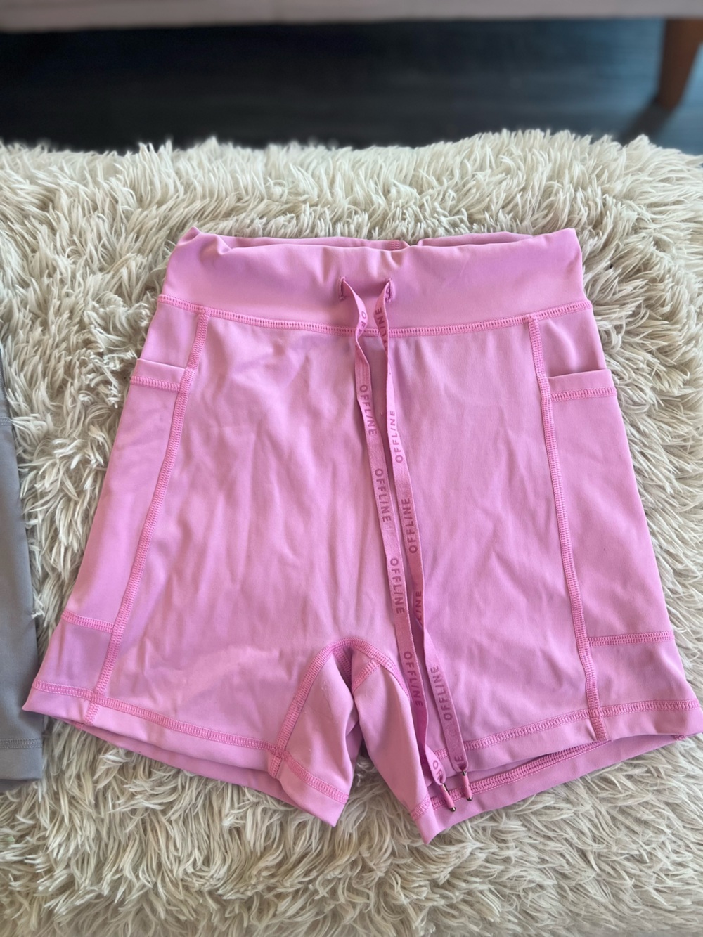Aerie Light Pink High-Waist Bike Shorts with Drawstring